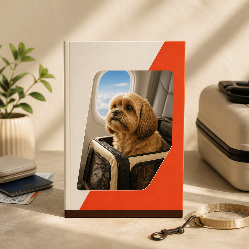 material digital de apoio para viagem com cachorro na cabine, sem texto